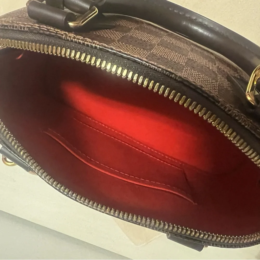 Louis Vuitton Brown Damier Ebene Mini Handbag with Gold Hardware